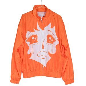 Push Button Orange Graphic Polyester Ripstop Jacket – Made in South Korea, M